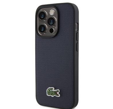 Lacoste HC MagSafe Iconic Petit Pique PU Woven Logo for iPhone 15 Series - Navy - iPhone 15 Pro