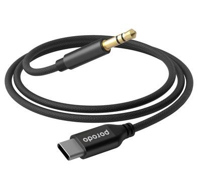 Porodo Braided Type-C to 3.5mm AUX Cable 1.2M - Black