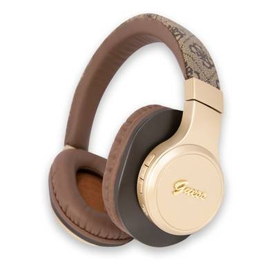 Guess Bluetooth Headphone Sound 4G Leather With Script Metal Logo - Brown - Over-Ear
