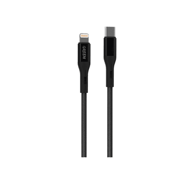 Green Lion USB-C to Lightning Braided Cable  1M PD 20W - Black