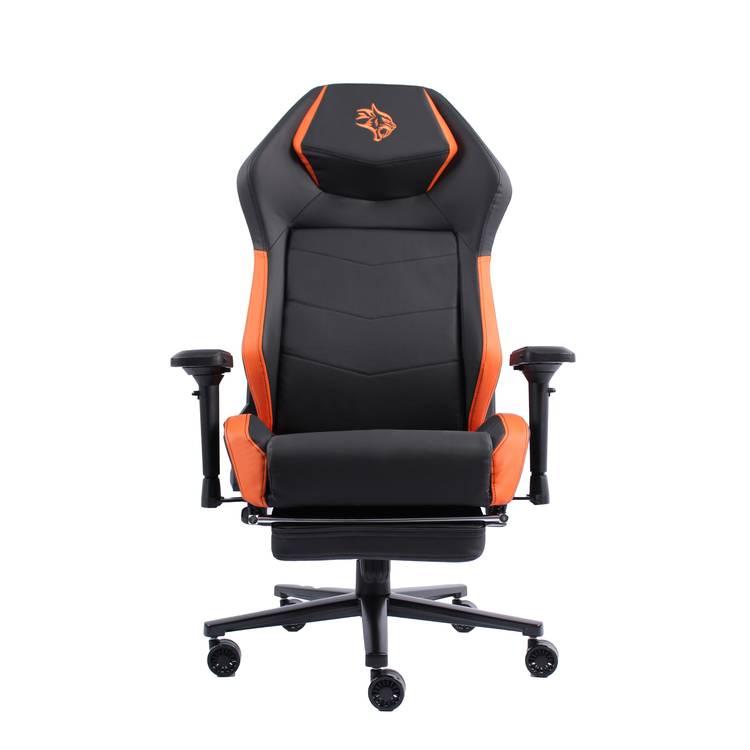 Porodo Gaming Professional Gaming Chair Molded Foam Seats/Armrest & Footrest - Black/Orange