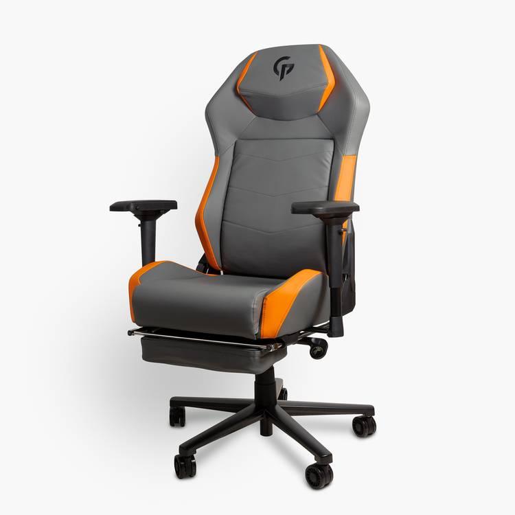 Porodo Gaming Professional Gaming Chair Molded Foam Seats/Armrest & Footrest - Black/Orange