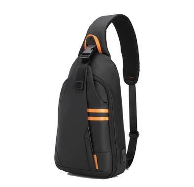 Porodo Gaming Water-Resistant PU Sling Bag With USB-C Port - Black