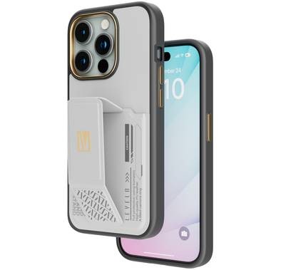Levelo iPhone 15 Pro For Morphix Gripstand Case With Cardholder - Grey