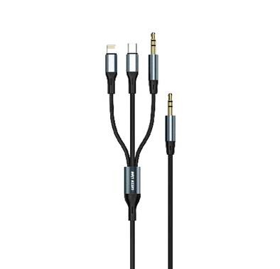 Green Lion 3 In 1 AUX Cable (1.2m) - Black
