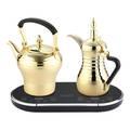 LePresso Electrical Arabic Coffee and Tea Dallah with Tea and Coffee Pot 1600W  - Gold