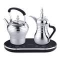 LePresso Electrical Arabic Coffee and Tea Dallah with Tea and Coffee Pot 1600W  - Silver