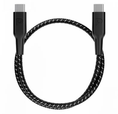 Powerology Braided Cable with USB-C To USB-C Data Transfer and Fast Charging  - Black - 30cm(0.98ft)