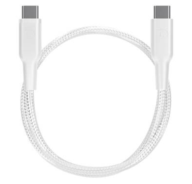 Powerology Braided Cable with USB-C To USB-C Data Transfer and Fast Charging  - White - 30cm(0.98ft)