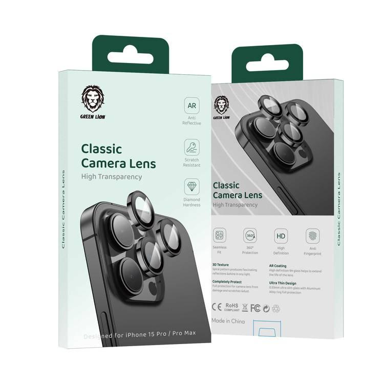 Green Lion iPhone 15 Pro/15 Pro Max For Classic Camera Lens  - Black