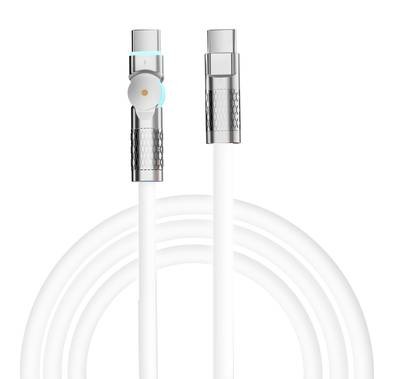 Porodo Single Head Rotating Cable with Type- C to Type- C Charging and Data Transfer Connector and PD100W - White - 1M