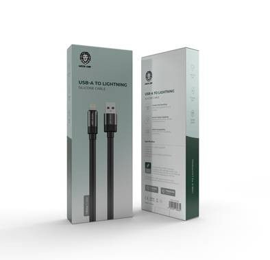 Green Lion USB-A To Lightning Silicone Cable (1m) - Black