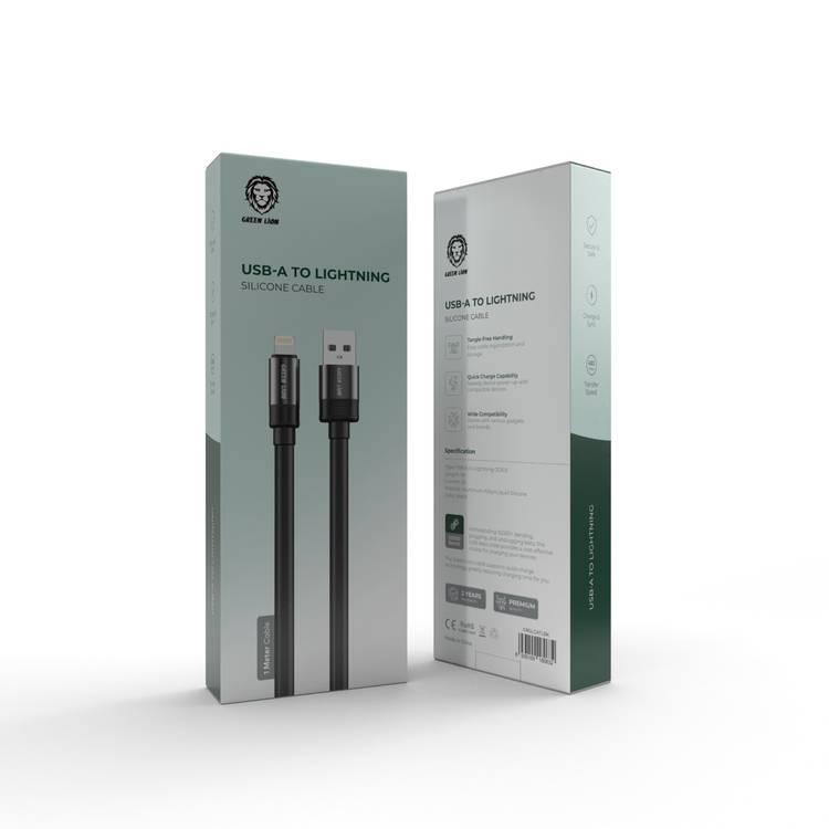 Green Lion USB-A To Lightning Silicone Cable (1m) - Black
