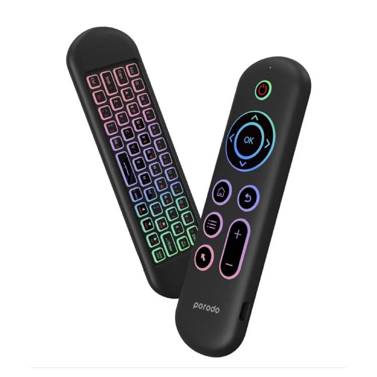 Porodo Air Mouse Remote Mini Keyboard 6-Axis Gyro Sensor - Black