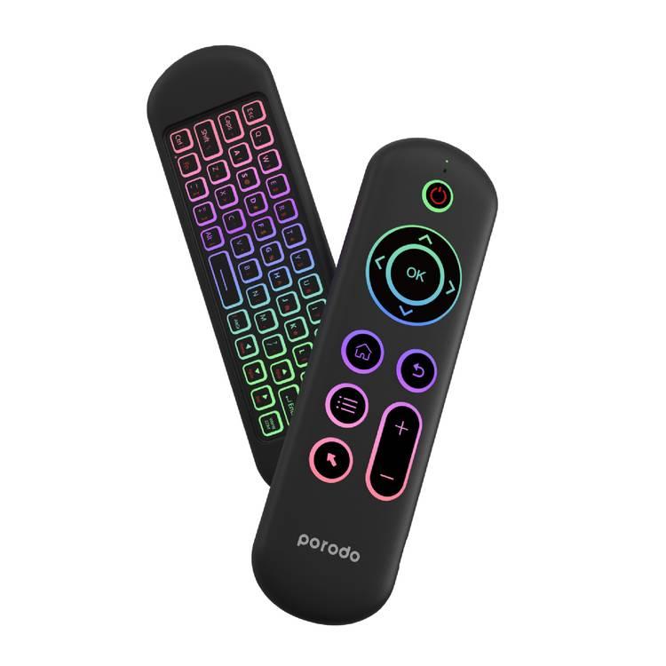 Porodo Air Mouse Remote Mini Keyboard 6-Axis Gyro Sensor - Black