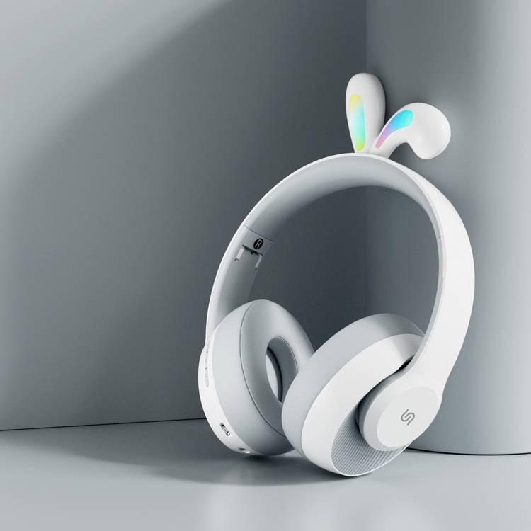 Porodo Soundtec Kids Wireless Headphone Rabbit Ears LED Lights - Grey