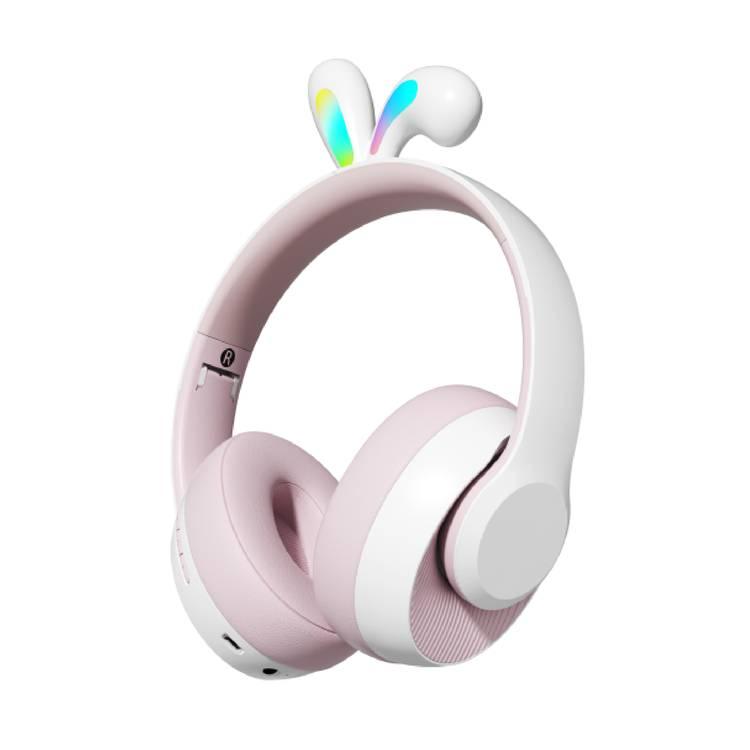 Porodo Soundtec Kids Wireless Headphone Rabbit Ears LED Lights - Pink