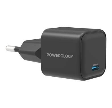 Powerology 35W GaN Charger with Single Type-C Port and EU Plug - Black