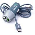 Turtle Brand Dual Port PD Car Charger QC3.0 48W with Type-C Cable - Grey
