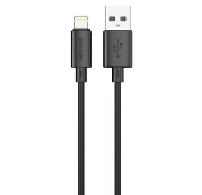 Porodo Blue Cable with USB-A To Lightning Connector, Fast Charge, and Data Transfer  - Black - 1.2M