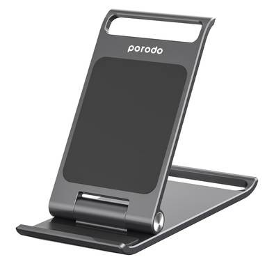 حامل هاتف محمول قابل للطي من Porodo مصنوع من سبائك الألومنيوم - رمادي