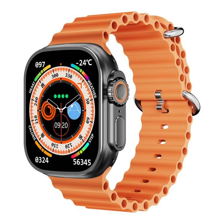 Porodo Smart Watch Ultimo with Zinc Alloy Watch Case - Black/Orange - 49mm Display