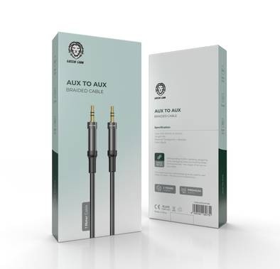 Green Lion AUX 3.5mm to 3.5mm Braided Cable (1m) - Black - 1M