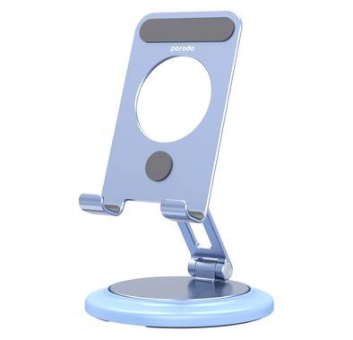 Porodo Phone Stand with Aluminum Alloy, 360° Rotation, Adjustable Angle  - Blue