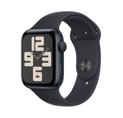 Apple Watch SE 2023 [GPS 44mm] هيكل من الألومنيوم منتصف الليل مع حزام رياضي منتصف الليل | م/ل