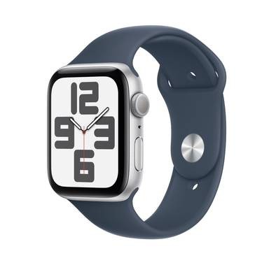 Apple Watch SE 2023 [GPS 44mm] Silver Aluminum Case with Storm Blue Sport Band | M/L