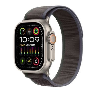  Apple Watch Ultra 2 GPS + Cellular مقاس 49 ملم مع هيكل من التيتانيوم وحلقة تريل باللون الأزرق/الأسود