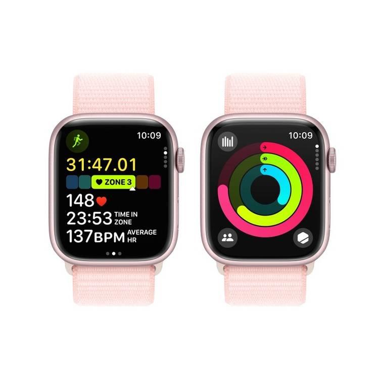 Apple Watch Series 9 [GPS 45mm] with Pink Aluminum Case & Light Pink Sport Loop