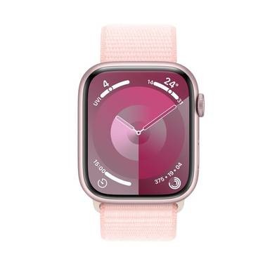 Apple Watch Series 9 [GPS 45mm] with Pink Aluminum Case & Light Pink Sport Loop