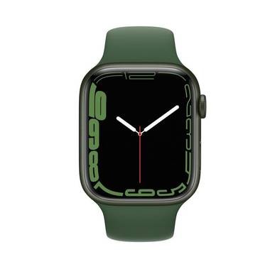 ساعة ابل الجيل السابع [جي بي اس 41 ملم] مع هيكل من الألومنيوم باللون الأخضر وسوار رياضي باللون الأخضر البرسيم