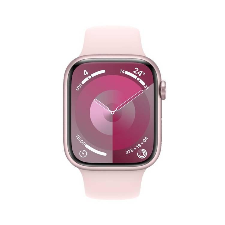 Apple Watch Series 9 [GPS 45mm] with Pink Aluminum Case & Light Pink Sport Band | S/M