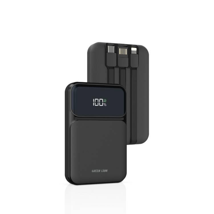 Green Lion 3In1 Integrated Power Bank 10000mAh PD 20W - Black
