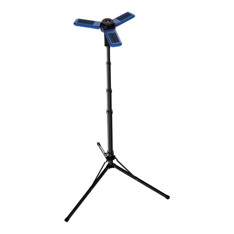 Powerology 2600mAh Camping Light with Tripod Stand and Built-in Solar Panels - Black