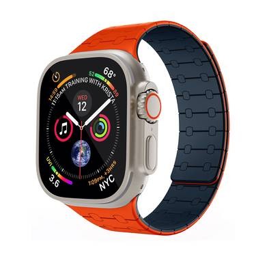 Levelo Royallink Silicone Watch Strap Dual-Color For Apple Watch - Blue / Orange