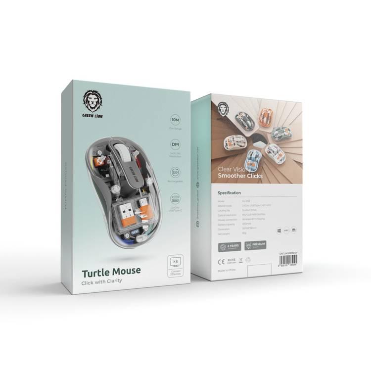 Green Lion Turtle Wireless Mouse  - Gray