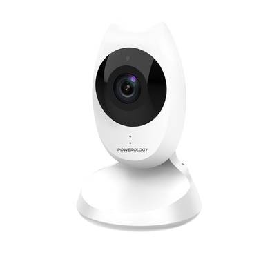 كاميرا Powerology الذكية لمراقبة الأطفال، صوت ثنائي الاتجاه، وأجهزة استشعار ذكية - أبيض