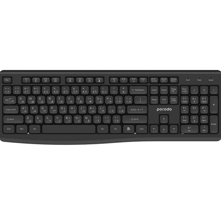 Porodo Dual Mode Wireless Keyboard Mouse Set - Black