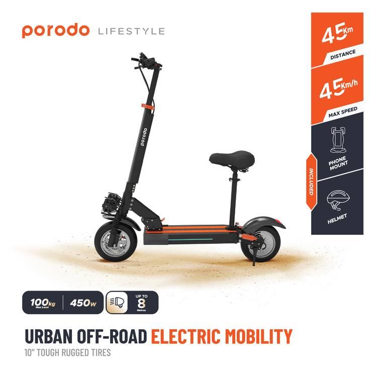 Porodo Lifestyle Electric Urban Off-Road Scooter  - Black