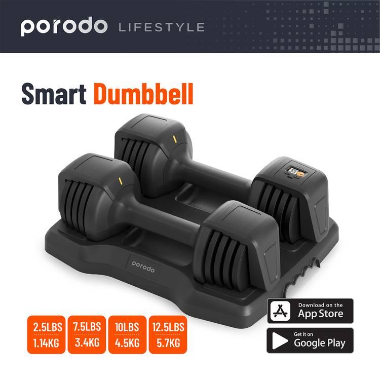 Porodo Lifestyle Smart Dumbbell Set With App - Black