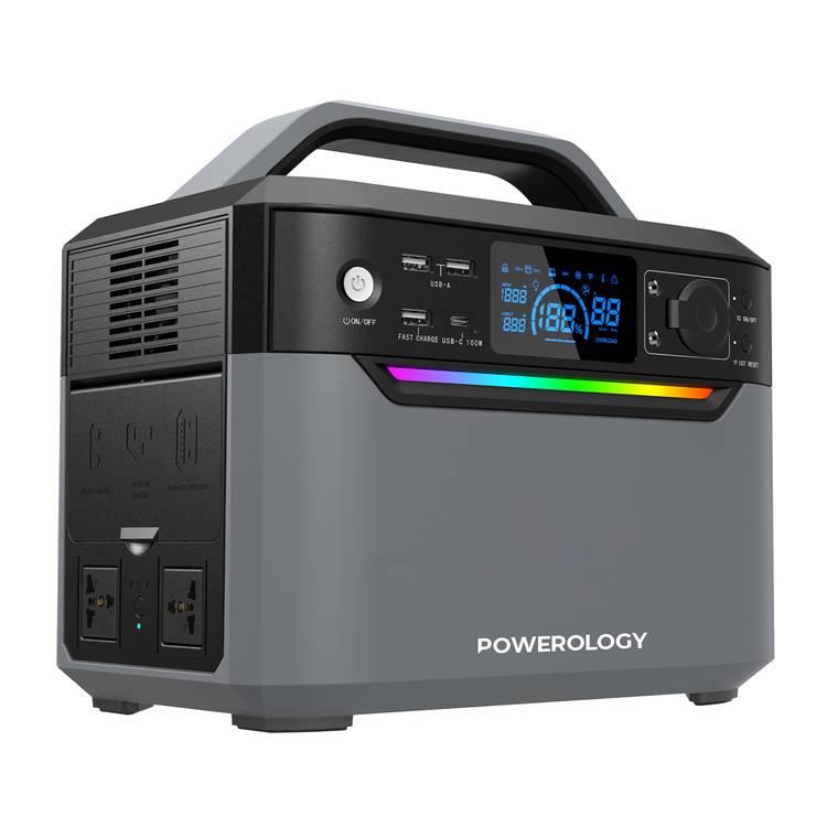 Powerology 600W Portable  Power Generator Fast Charging - Black