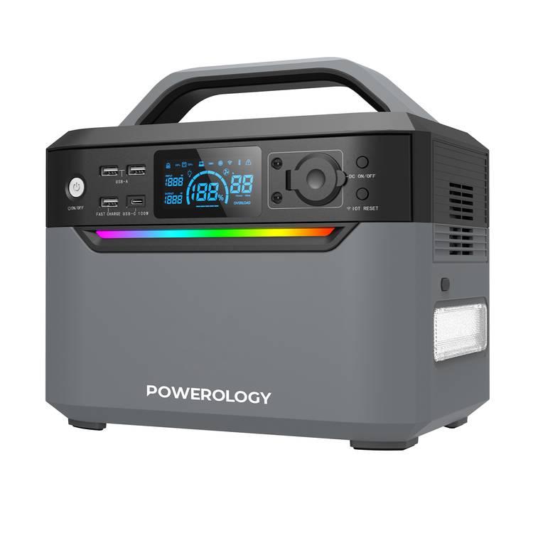 Powerology 600W Portable  Power Generator Fast Charging - Black