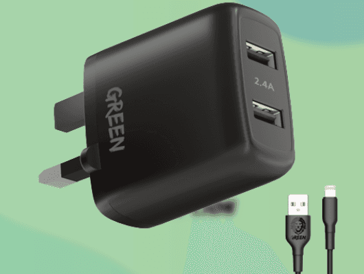 Green Dual USB Port Wall Charger