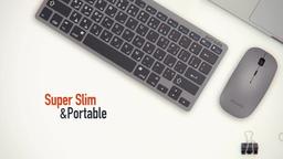 Porodo Wireless Super Slim and Portable Bluetooth Keyboard with Mouse ( English / Arabic ) 800-1600 DPI, Ultra-Thin Lightweight Compatible for Windows, Laptop, PC Desktop Computer - Gray