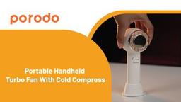 Porodo LifeStyle Mini Portable Handheld Turbo Fan with Cold Compress 5W 2200mAh - White
