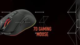 Porodo Gaming Mouse 7D Wired, 6 Breathing RGB, Rubberized Surface, Tracking Speed 28 IPS upto 6400 DPI Macro Software Function - Black